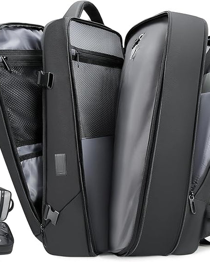 Vacuum Seal Travel Backpack, Expandable Vacpack Backpack with Vaccum Compression System, Water Ressistant 17.3 Inch Laptop Backpack with USB Charging Port-Vacuum Pump Included