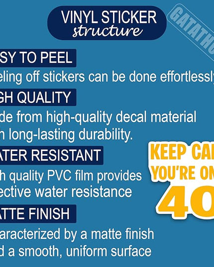 (3Pcs) Funny 40th Birthday Stickers –Keep Calm You are Only 40 - Cheers to 40 Years Sticker Waterproof Vinyl Decals for Forty Birthday Gifts, Water Bottles, Scrapbooks, Journals, 3 x 2.7 inch