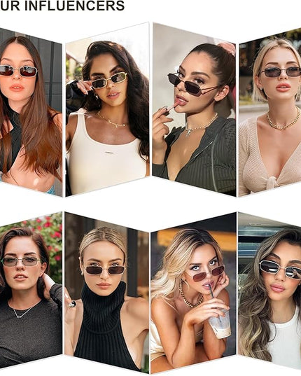 SOJOS Small Trendy Rectangle Sunglasses Womens Mens, Retro 80s 90s Y2k Chic Narrow Thin Skinny Sunnies SJ1187