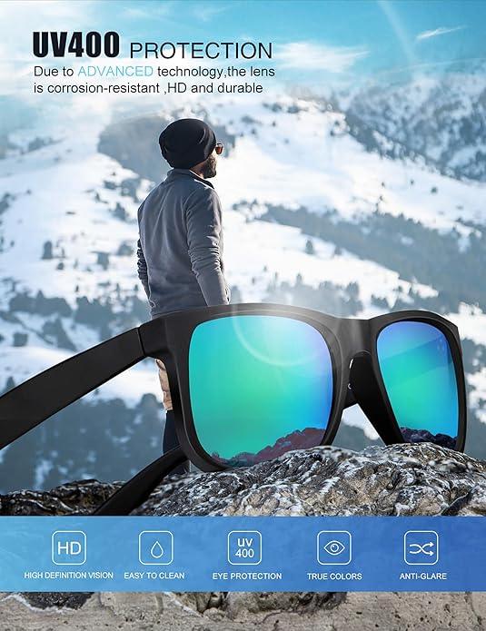 KALIYADI Sunglasses Men Polarized Sun glasses for Mens Womens Classic Matte Black Frame UV Protection 3pack