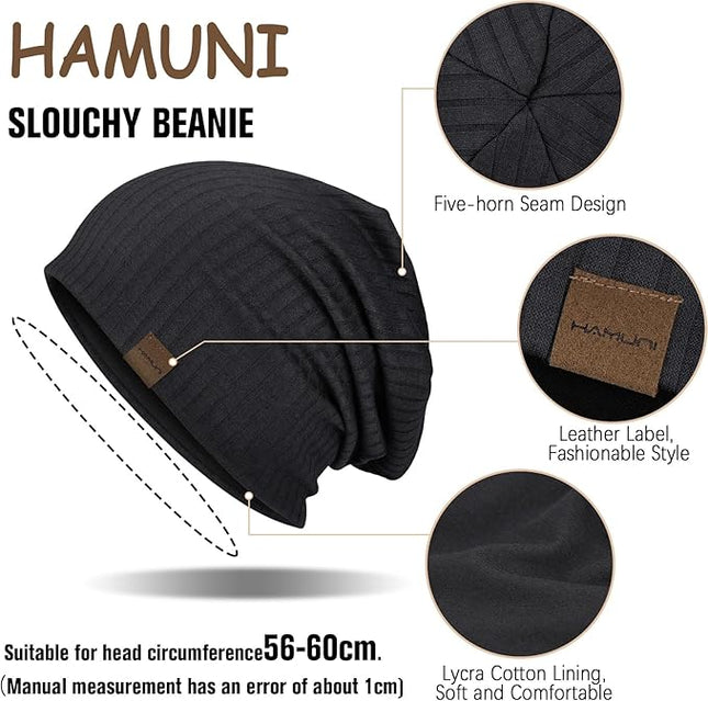 Slouchy Beanie for Men Women Soft Lightweight Running Beanie Hat Chemo Cap Skull Cap