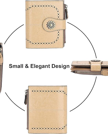 Lavemi Womens Leather Wallet Small Compact RFID Blocking Credit Card Case Purse with Zipper Pocket | Small, Compact, RFID Blocking, Zipper Pocket, Small, Compact