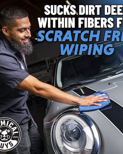 Chemical Guys Professional Grade Premium Microfiber Towels for Cars, Blue, 16" x 16", Ultra-Soft and Scratch-Free Car Detailing Cloths for Trucks, Motorcycles, and More - 12 Pack