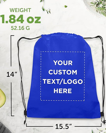 DISCOUNT PROMOS Custom Non-Woven Drawstring Backpacks Set of 10/50/100, Personalized Bulk Pack