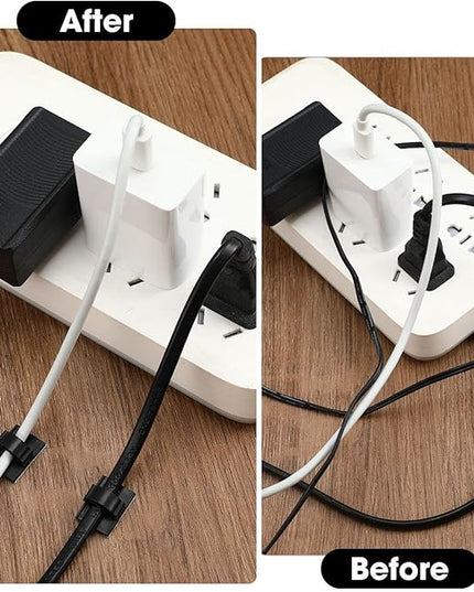 Eboot 100 Pieces Adhesive Cable Wire Clips Strong Cord Clips Wire Holders Cable Cord Management Straps Clamps Tie Holder for The Wall, Under Desk, Car, Office and Home