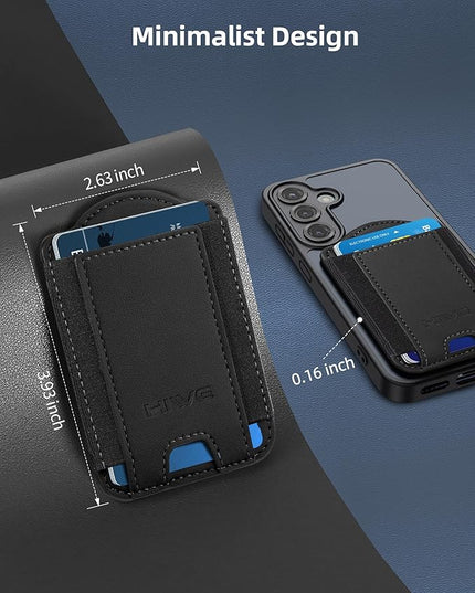 HiWe for MagSafe Wallet for Galaxy S25/S24 Series with Magnetic Case and iPhone 17/16/15/14/13/12 Series, No Case, 6 Cards Holder, RFID Leather Slim, Black
