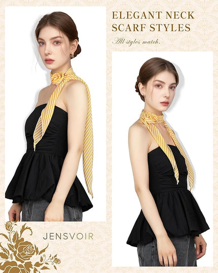 Chiffon Scarf for Women, Removable Flower Neck Scarf Light Soft Fashion Rose Scarves Versatile Headband or Hair Band