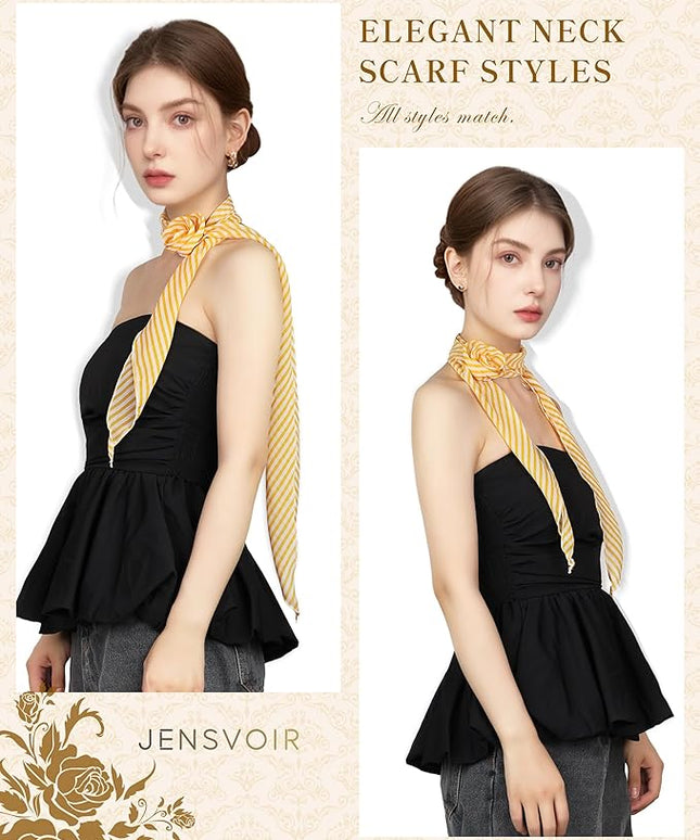 Chiffon Scarf for Women, Removable Flower Neck Scarf Light Soft Fashion Rose Scarves Versatile Headband or Hair Band