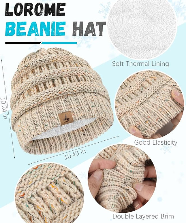 Winter Beanie Hat Scarf Gloves, Warm Fleece Knit Hats Touch Screen Gloves Neck Scarf Set Winter Gifts for Unisex Adult