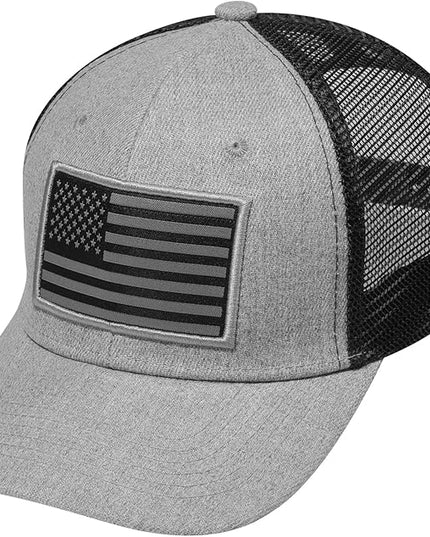 AURR American Flag Trucker Hat, Patriotic Baseball Cap for Men & Women, Breathable Mesh Adjustable Snapback, USA Flag Patch