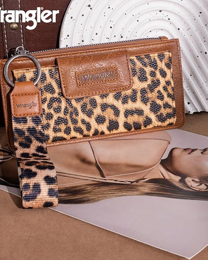 Montana West X Wrangler Wallet for Women Ladies Female Card Cases & Money Organizers Wristlet with Wallet Large Clutch with Coin Purse Smooth Zipper and Rfid Lining