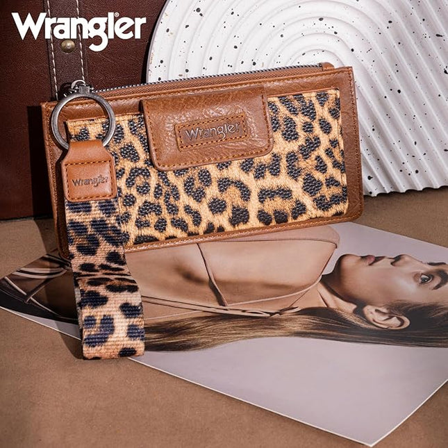 Montana West X Wrangler Wallet for Women Ladies Female Card Cases & Money Organizers Wristlet with Wallet Large Clutch with Coin Purse Smooth Zipper and Rfid Lining