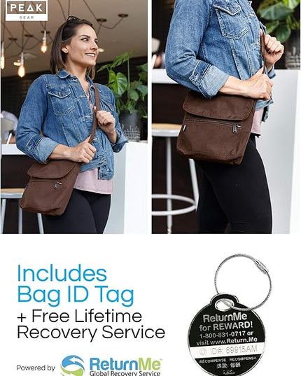 Peak Gear Crossbody Travel Purse with RFID Blocking Pocket and Lifetime Recovery Service. Nylon Shoulder Bag