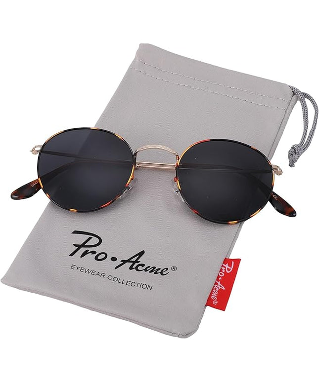 Pro Acme Small Round Metal Polarized Sunglasses for Women Retro Designer Style