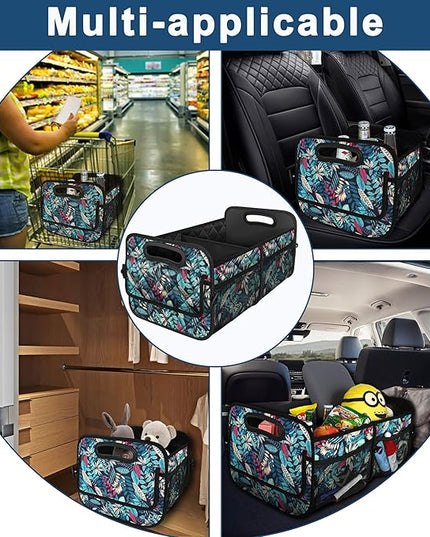 Deosk Car Trunk Organizer for SUV, Car Organizers and Storage with 6 Pocket, Car Accessories for Women/Men 50L Waterproof Polyester Trunk Organizer(Medium, Leaves)