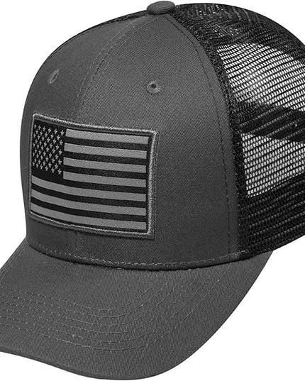 AURR American Flag Trucker Hat, Patriotic Baseball Cap for Men & Women, Breathable Mesh Adjustable Snapback, USA Flag Patch