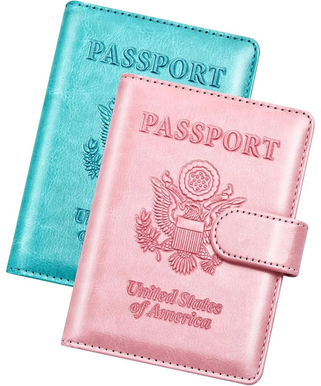 Herain Passport Holder for Travel Cruise Essentials, 2 Pcs Passport Cover Wallet Case Travel Gifts Women Men Family, RFID Passports Book Card Holders Travels Accessories Must Haves