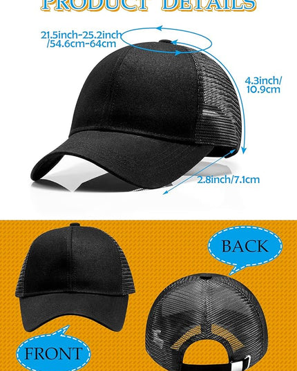 24 Pack Sublimation Blank Trucker Hats Bulk Mesh Black Baseball Caps Adjustable for Men Women Teen Sport DIY Custom