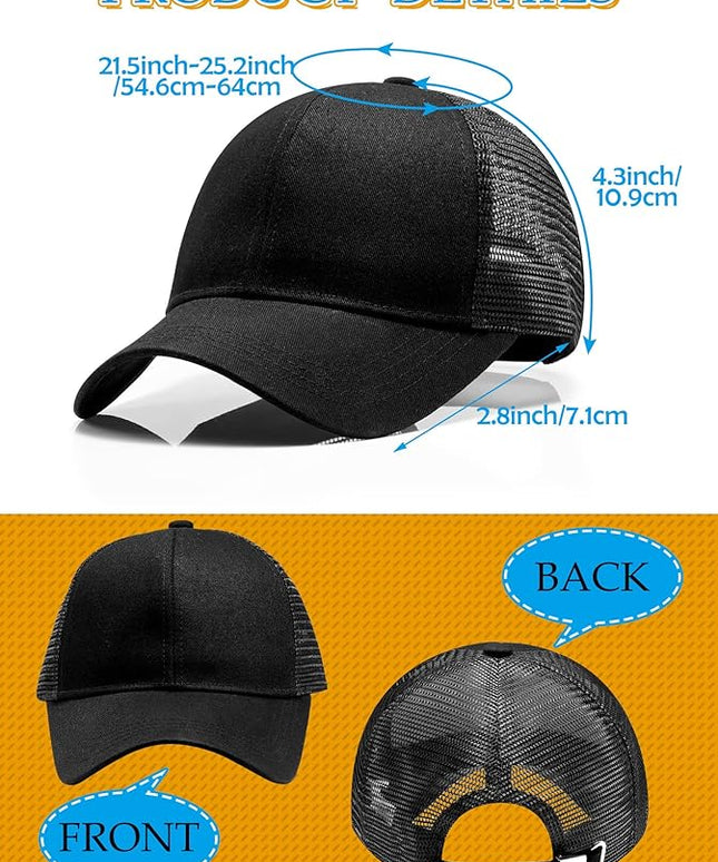 24 Pack Sublimation Blank Trucker Hats Bulk Mesh Black Baseball Caps Adjustable for Men Women Teen Sport DIY Custom