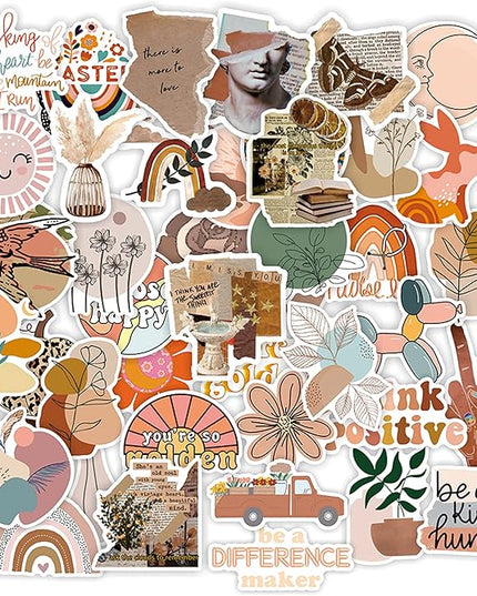 Vintage Aesthetic Stickers 50 Pcs, Vinyl Waterproof Stickers for Water Bottles Laptop Phone Computer Guitar (1)