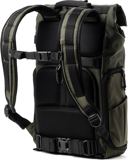 Think Tank FocusPoint 22L RollTop Camera Backpack - Greenway: Expandable Travel & Camera Backpack with Laptop Sleeve, Quick Side and Back Access, Rain Cover – Versatile Photography & Travel Bag