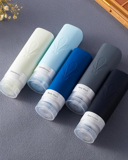 INSFIT Travel Bottles for Toiletries, TSA Approved 3oz Travel Size Containers, BPA Free Leak Proof Squeezable Silicone Tubes for Shampoo Conditioner Lotion Soap with Labels