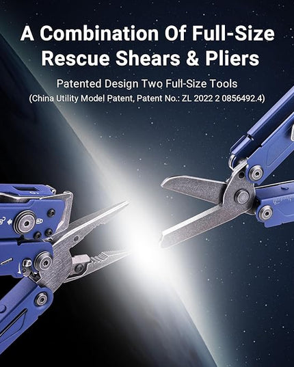 NEXTORCH PIONEER MT20 14-IN-1 Multi-tools Full-Size,Multi-tool Set with Scissors Needle Nose Pliers Pocket Clip Multi-tool for DIY Home Outdoors Everyday Carry Men Gift Color (BLUE with Glass Breaker)