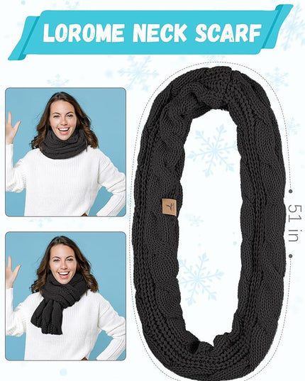 Winter Beanie Hat Scarf Gloves, Warm Fleece Knit Hats Touch Screen Gloves Neck Scarf Set Winter Gifts for Unisex Adult