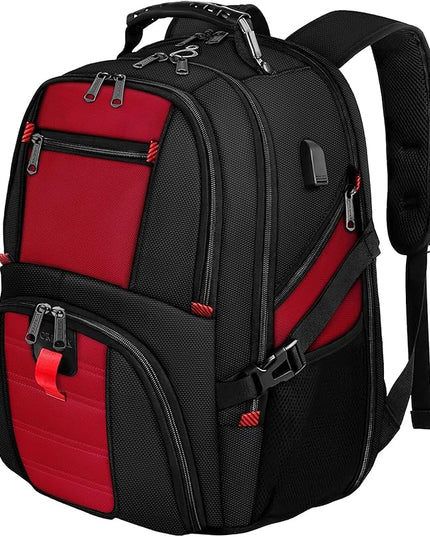 YOREPEK Travel Backpack, Extra Large 50L Laptop Backpacks for Men Women, Water Resistant College Backpack Airline Approved Business Work Bag with USB Charging Port Fits 17 Inch Computer, Bright Red
