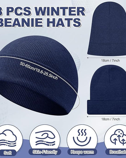 Winter Beanie Hats Bulk for Men Women Beanie Cap for Donation Cozy Knitted Cuffed Skull Cap Gift Soft Ski Hat