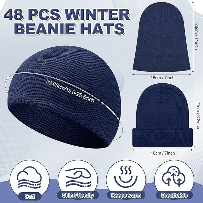 Winter Beanie Hats Bulk for Men Women Beanie Cap for Donation Cozy Knitted Cuffed Skull Cap Gift Soft Ski Hat