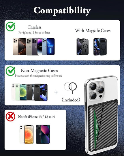TopMade for MagSafe Wallet, Strongest Magnetic Card Holder for iPhone 17/16/15/14/13/12 Series, Minimalist Leather Trifold Magnetic Phone Wallet, 9 Cards Holder, RFID Blocking, Carbon Fiber Black