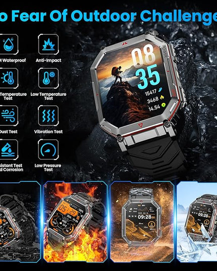 GPS Military Smart Watch for Men，GPT Voice Assistant，Smartwatch with LED Flashlight，2.01" HD Display Bluetooth Call，Fitness Tracke with Multiple Sports Modes，Compatible with Android & iOS