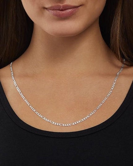 Amazon Essentials 14k Gold or Sterling Silver Plated Figaro Chain Necklace