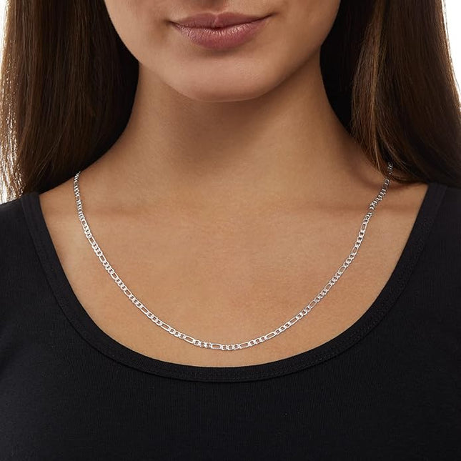 Amazon Essentials 14k Gold or Sterling Silver Plated Figaro Chain Necklace