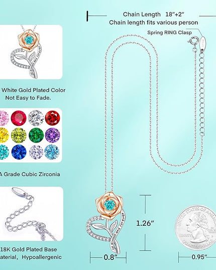 LAVALE Heart Birthstone Necklace for Women, Ideal Anniversary Birthday Gifts for Women Wife Girlfriend Her, Amazing Valentine's day Gift for Mom Women