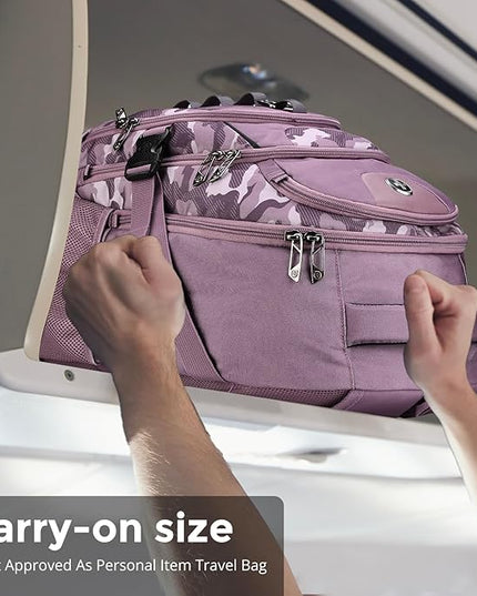 Swissdigital Design Laptop Backpack with USB Charging Port, Travel Backpack Fits 15.6 inches Computer, 31L College School Backpack for Men, Pink Camo | SD803-93
