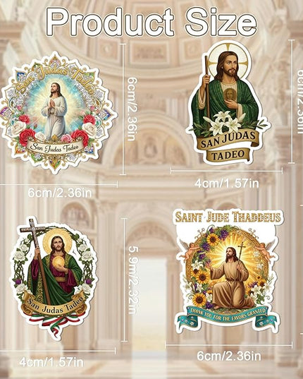 San Judas Tadeo Stickers - 50 Pcs Religious Christian Water Bottle Stickers, Inspirational Bible Verse Waterproof Scrapbook Sticker, Vinyl Decals for Vision Board Laptop Journal