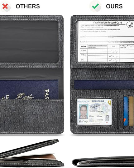 2 Pack Vaccine Card Holder,Passport And Vaccine Card Holder Combo-Purple&Black