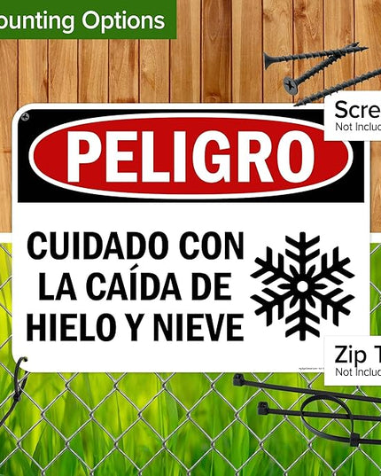 Danger Watch for Falling Ice and Snow Bilingual Sign, 18x24 Inches, 55 mil thick HDPS (high density polystyrene), Made in USA by My Sign Center