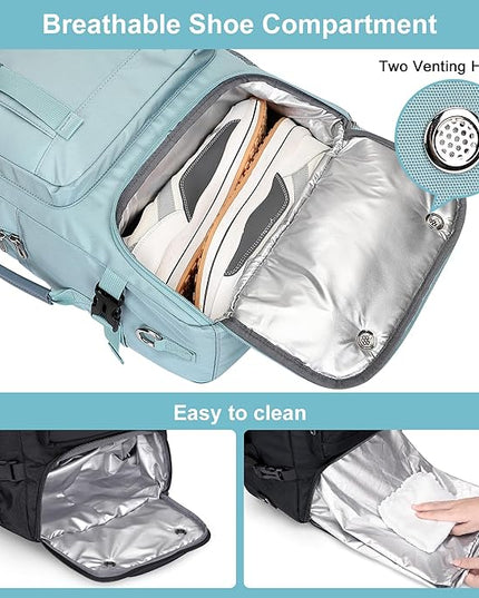 PIJUSHI Travel Backpack for Women Carry on Luggage Backpack Flight Approved Convertible Duffle Bag Fit 16 Inch Laptop(PE037 Blue)
