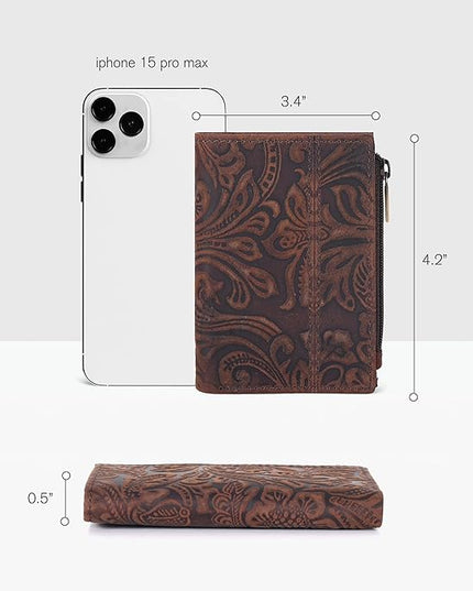 Oak Leathers Wallet For Women Full Grain Leather - Small RFID Coin Purse Credit Card & ID Holder for Ladies,Bifold Wallets for Teenager | Small, RFID, Coin Purse, for Ladies, for Teenager