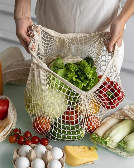 2pcs Fashion Storage Mesh Bag Reusable Fruit Mesh Bag Shopping Mesh Bag Pure Cotton Portable Mesh Bag Shopping Bag