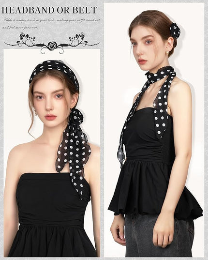 Chiffon Scarf for Women, Removable Flower Neck Scarf Light Soft Fashion Rose Scarves Versatile Headband or Hair Band