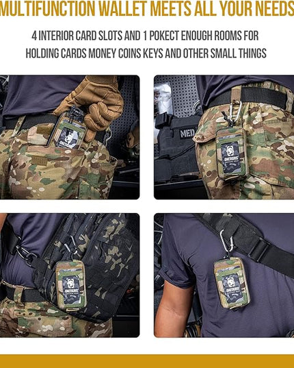 Front Pocket Wallet with Zippers - OneTigris Small Coin Purse Tactical Wallet Nylon Minimalist Wallet for Men Women