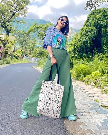 Ecoright Tote Bag for Women with Zipper, Small Tote Bag, Canvas Bag, Reusable Cotton Bag for Beach, Grocery, School & Work