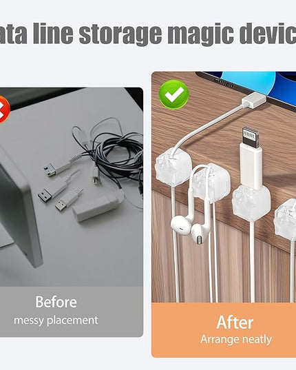 9Pack Magnetic Cable Clips for Nightstand, Adhesive Night-Glowing Cord Holder Organizer for Office Home Desk Wall Car (White,Star)