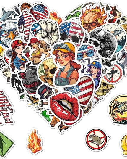 Pack 50 Pcs Hard Hat Stickers for Water Bottles Funny Laptop Luggage Computer Scrapbooking Kids Teens Girls Boys Adults Men Women Waterproof Aesthetic Sticker Small Vinyl Decals