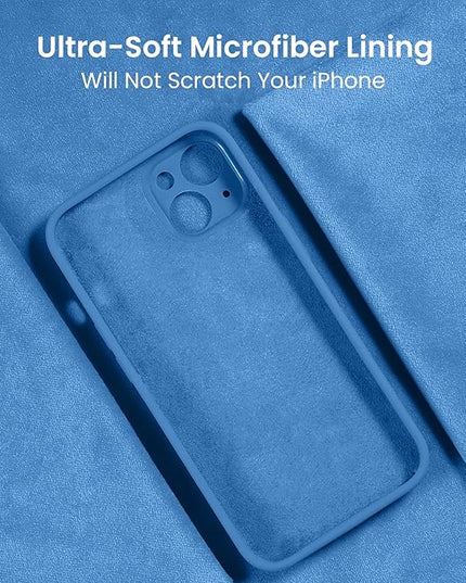 FireNova Designed for iPhone 14 Case, Silicone Upgraded [Camera Protection] Phone Case with [2 Screen Protectors], Soft Anti-Scratch Microfiber Lining Inside, 6.1 inch, Blue