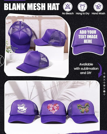 10 Pcs Sublimation Blank Trucker Hats Bulk Mesh Baseball Cap Polyester Mesh Trucker Hat for Men and Women